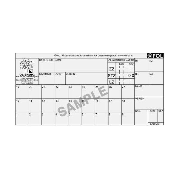 OL-Kontrollkarten, Tyvek (100 Stück)