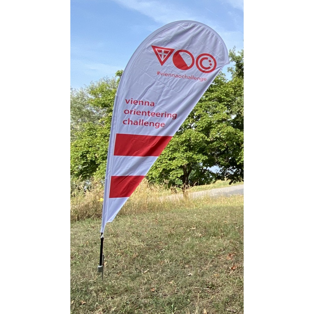 Beach Flag Set (3.4 m), double side print, poles and spike