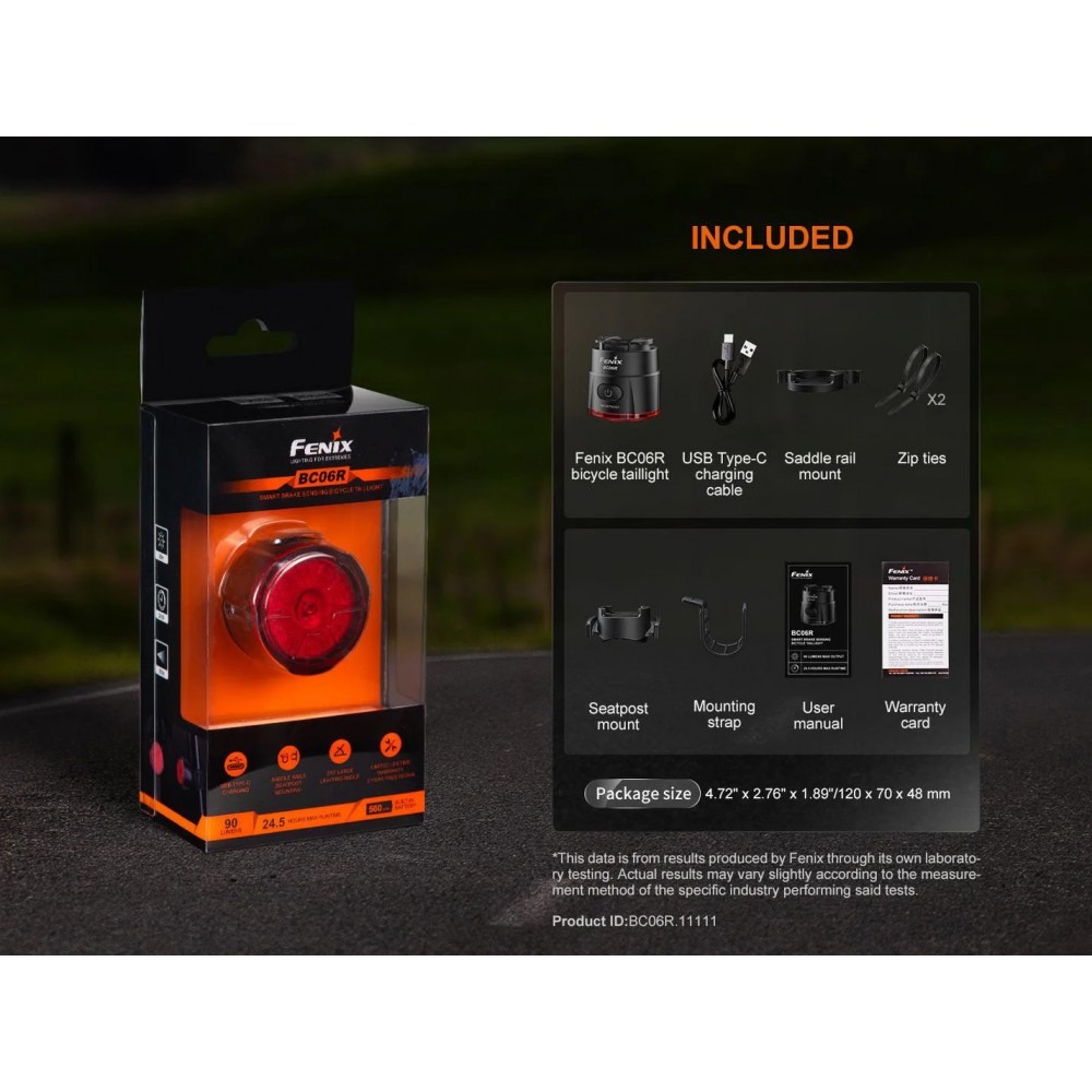 Fenix BC06R – Smart cykelbaklampa (90 lumen)...