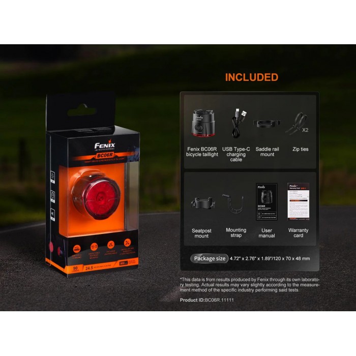 Fenix BC06R – Intelligentes Fahrradrücklicht mit Bremslichtsensor, 90 Lumen