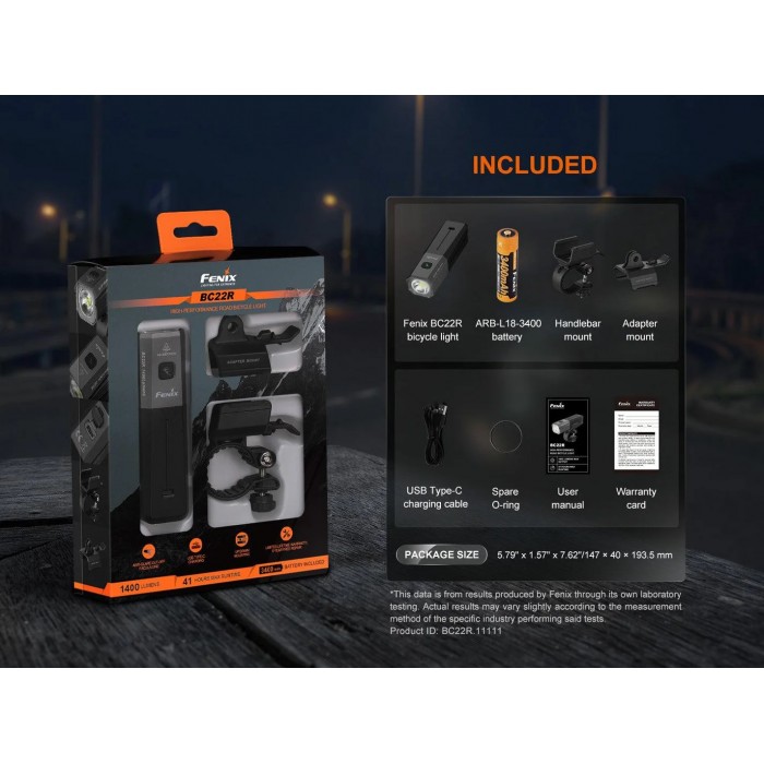 Fenix BC22R – Leistungsstarkes Fahrradlicht (1400 Lumen) mit Anti-Blend-Technologie