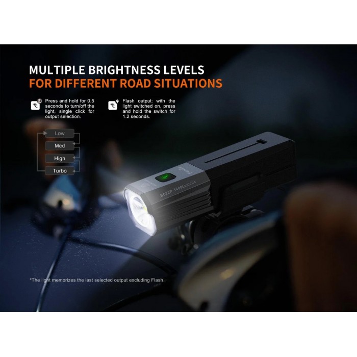 Fenix BC22R – Leistungsstarkes Fahrradlicht (1400 Lumen) mit Anti-Blend-Technologie